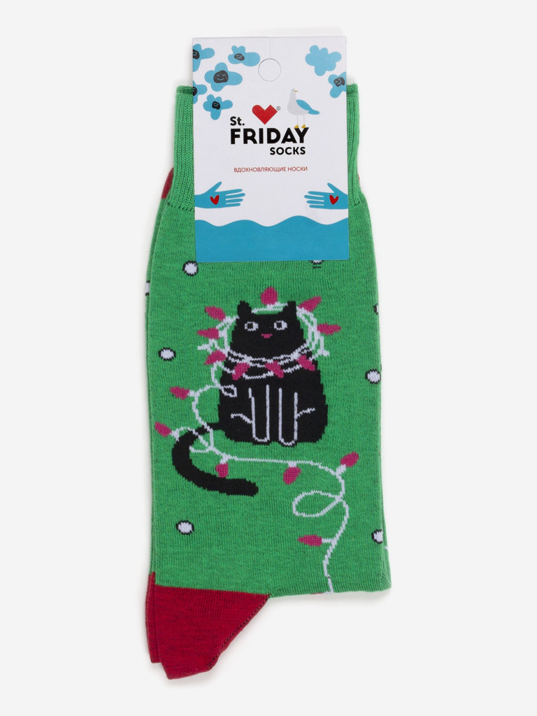Новогодние носки St.Friday Socks, Гирлянда кота