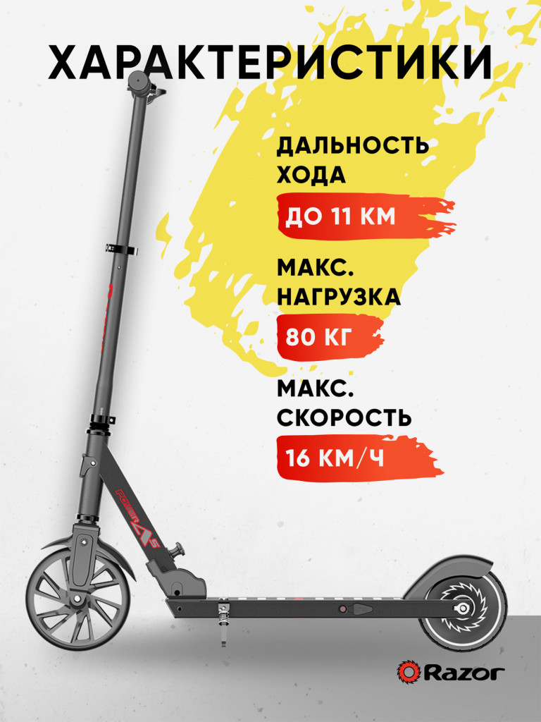 Электросамокат складной для детей и подростков Razor Power A5 - Чёрный