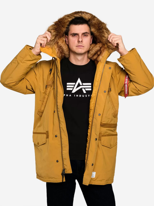 Парка утеплённая пуховая мужская N-3B Alpine Gen II Alpha Industries темно-желтый цвет — купить за 19980 руб. со скидкой 59 %, отзывы в интернет-магазине Спортмастер