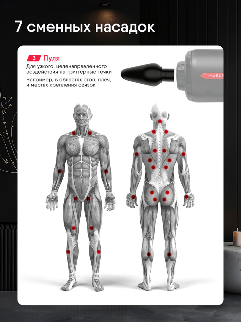 Перкуссионный массажер Ergonova MaxBurn GUN Pro XL