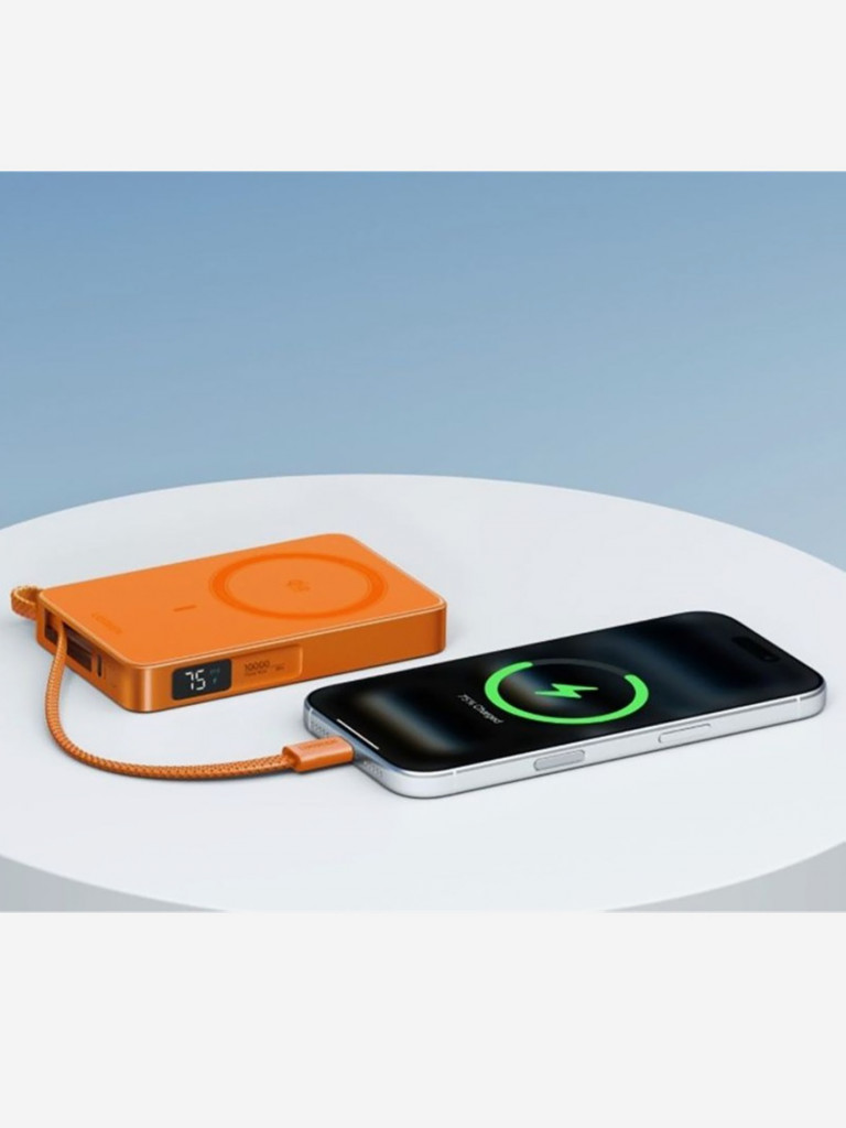 Внешний аккумулятор UGREEN PB773 (95083B) "MagFlow" 30W W-less 10000mAh Qi2.2 Power Bank&Built-in Cable (CCC) со встроенным кабелем USB-C