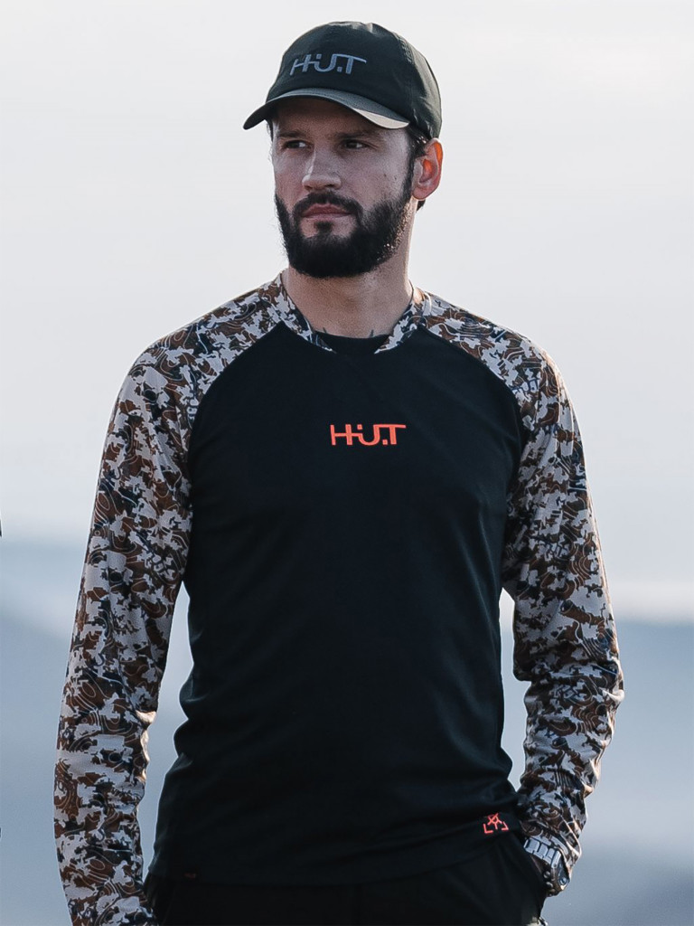 Лонгслив мужской HUT VORGA для охоты, камуфляж/черный