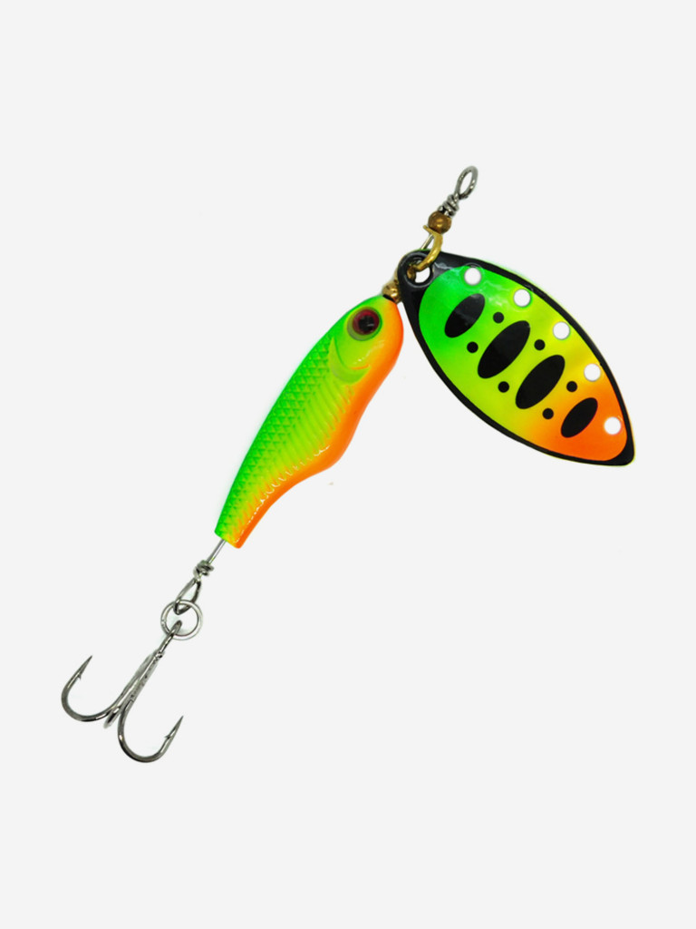 Блесна вращающаяся для рыбалки Mottomo Spin Blade #2+ 12g Fire Tiger 54 для спиннинга. Вертушка на голавля, жереха, щуку