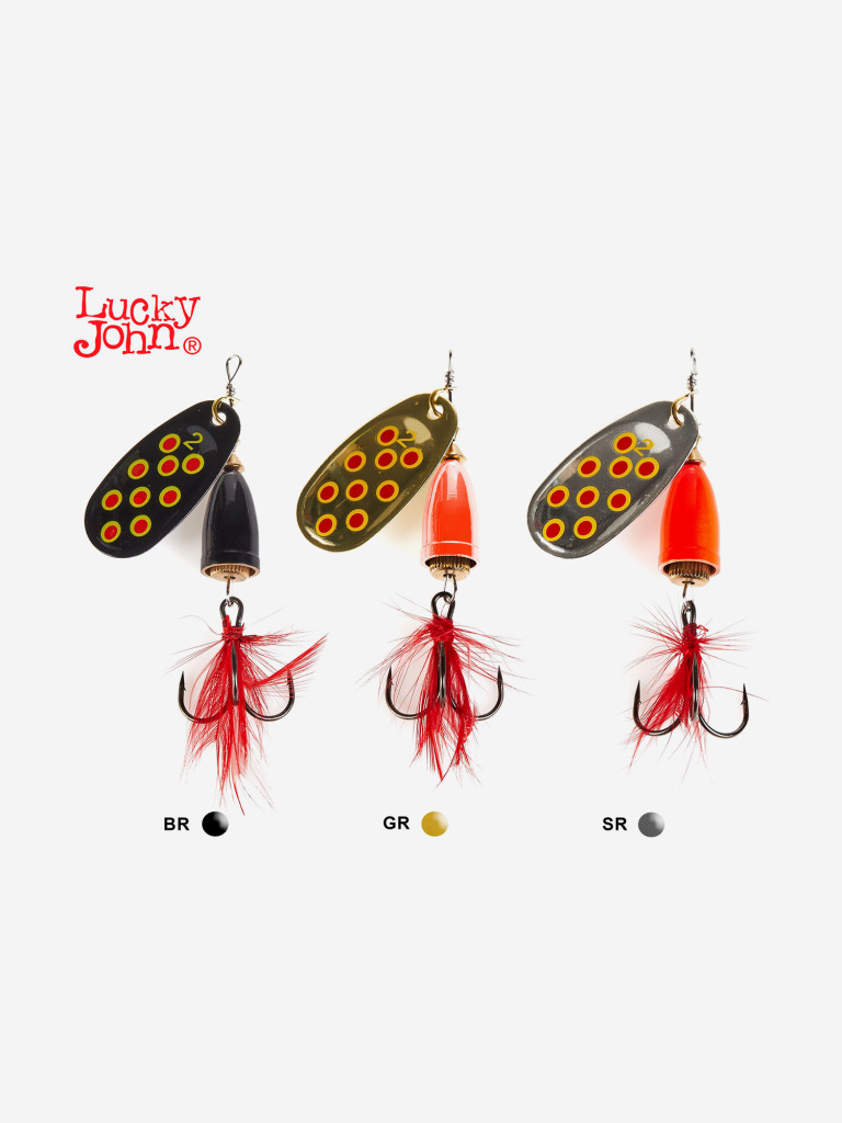 Блесна вращающаяся Lucky John BELL SPIN 02, вес 6 г, набор 3шт. BRD/GRD/SRD