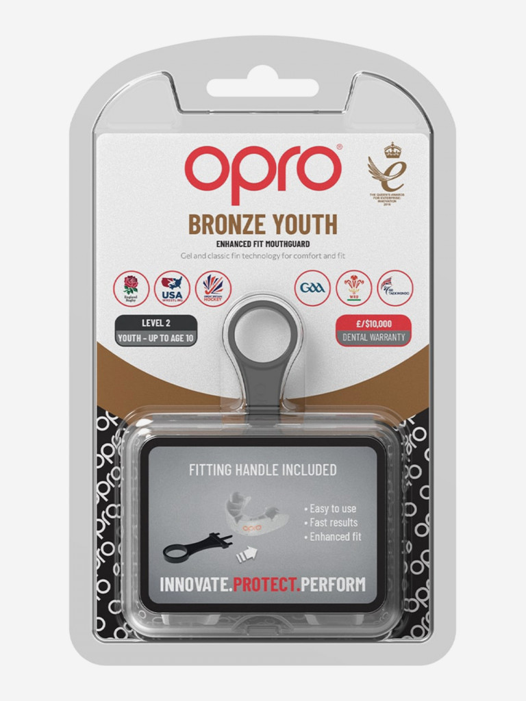 Детская боксерская капа, спортивная для защиты зубов OPRO Self-Fit Bronze - White