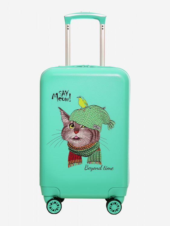 Чемодан детский BEYOND TIME G219 Котик в шапке зеленый