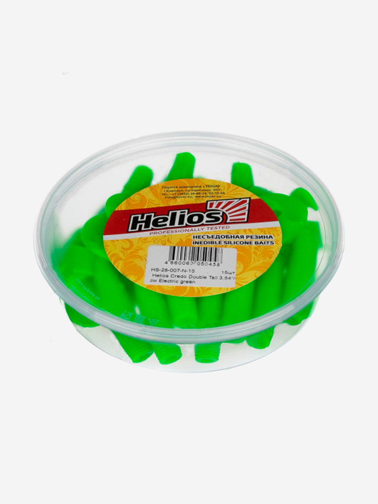 Мягкая приманка Helios Credo Double Tail, 3,54" / 9 см, Electric green, 15 штук (HS-28-007-N-15)