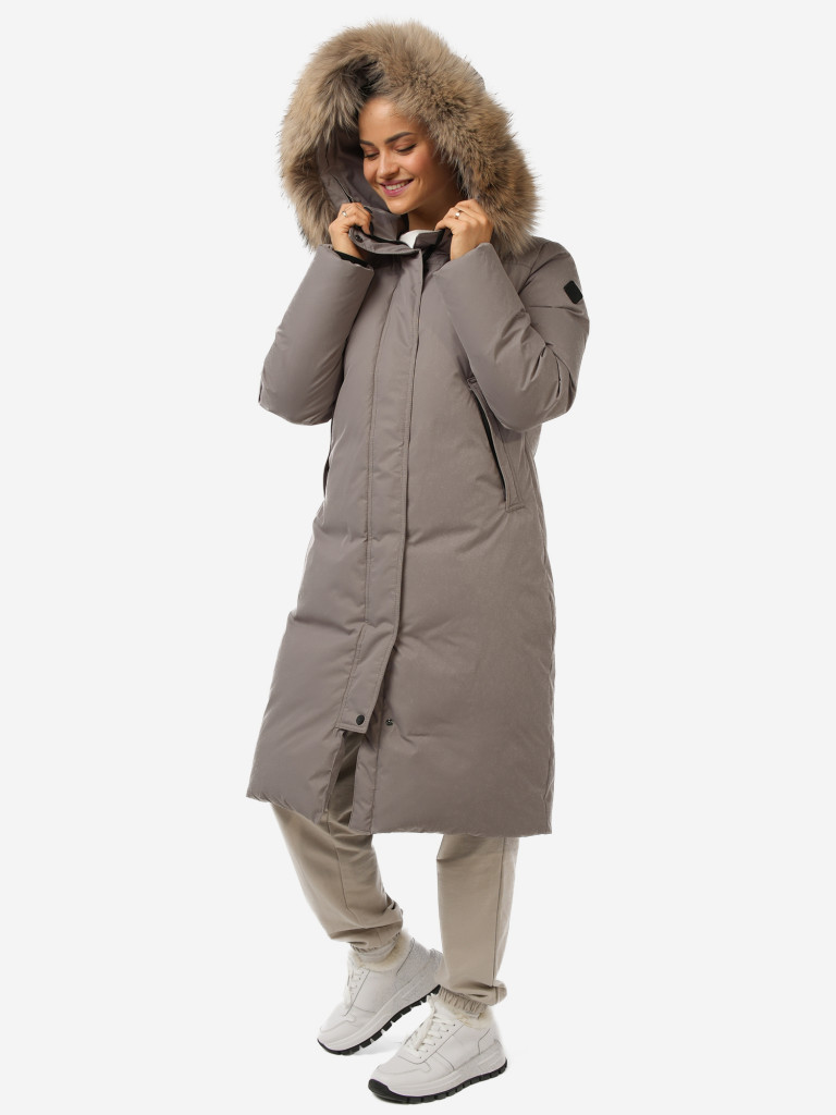 Пуховик женский удлиненный с мехом