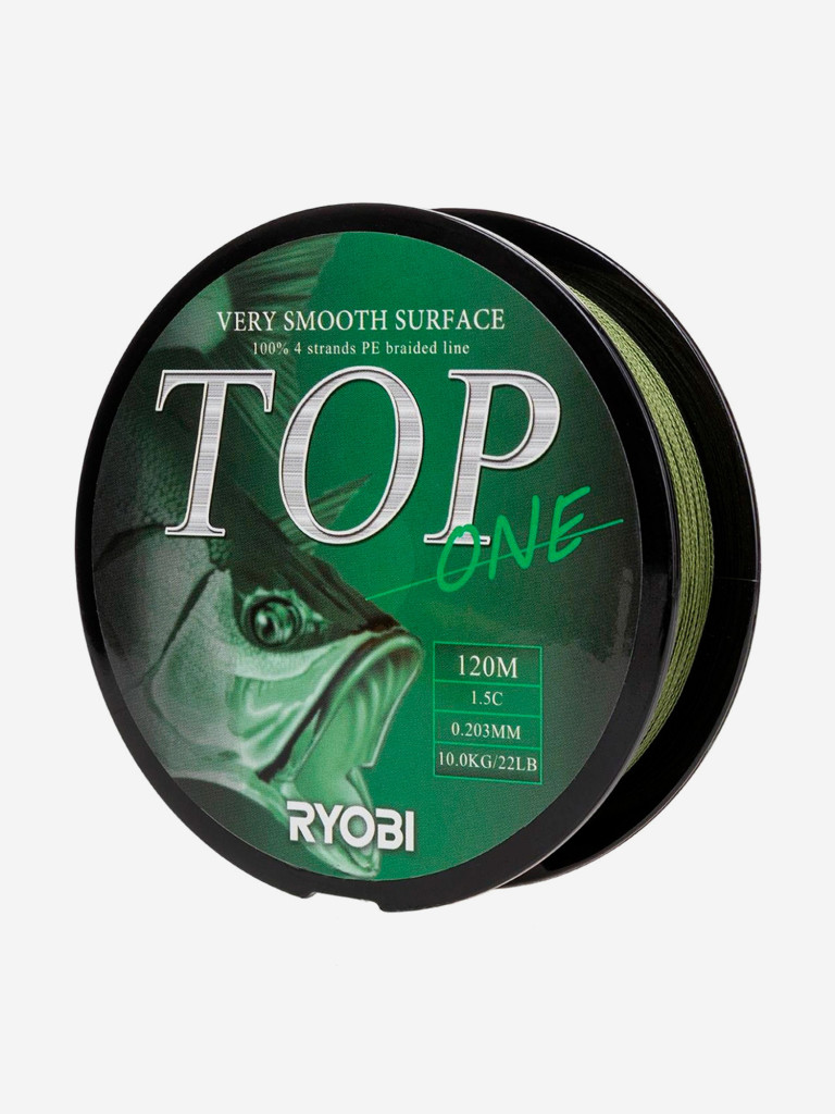 Шнур плетеный для рыбалки Ryobi TOP PE4X, 120м, 0,203мм, 10кг, темно-зеленый