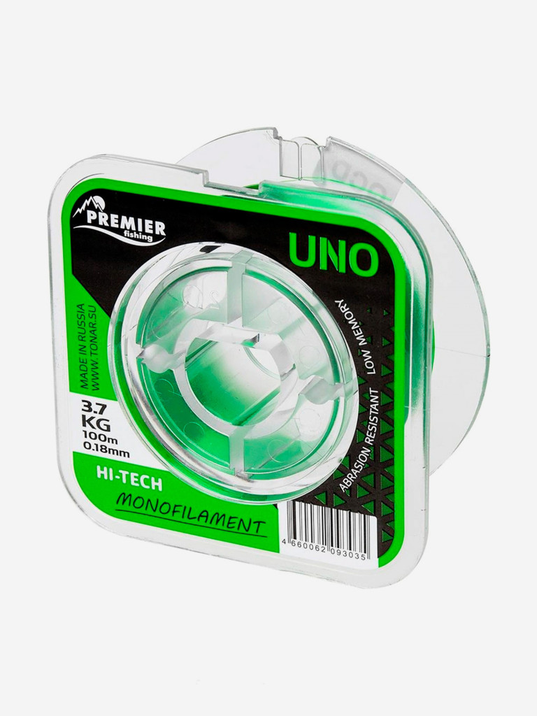 Леска для рыбалки Premier Fishing UNO Nylon 0,18мм, 100м, 3,7кг, зеленый