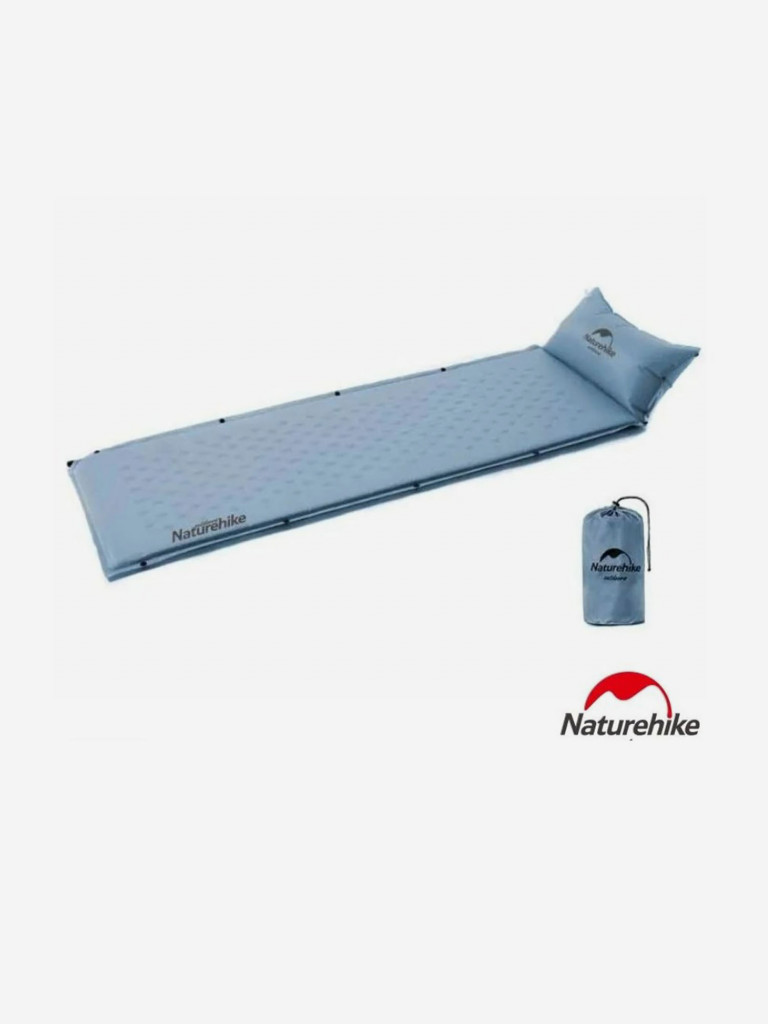Коврик самонадувающийся с подушкой Naturehike, 185х60х2,5 см, синий