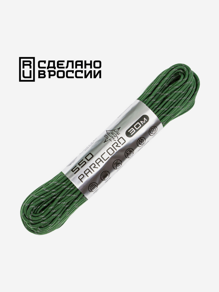 Паракорд 550 CORD nylon 30м RUS световозвращающий (ultragreen)