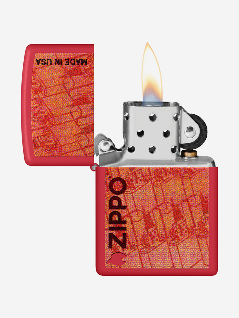 Зажигалка бензиновая ветроустойчивая Zippo Made in USA Design Red Matte