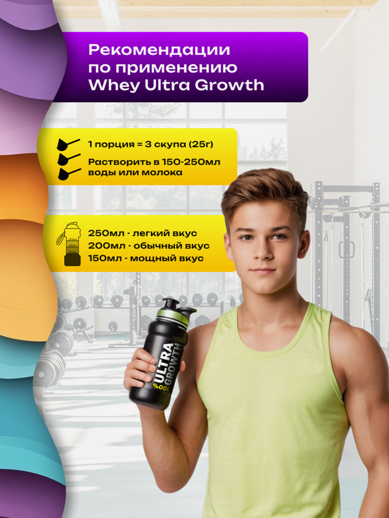 Протеин сывороточный для набора массы Whey Ultra Growth Amix Печенье. 900 гр