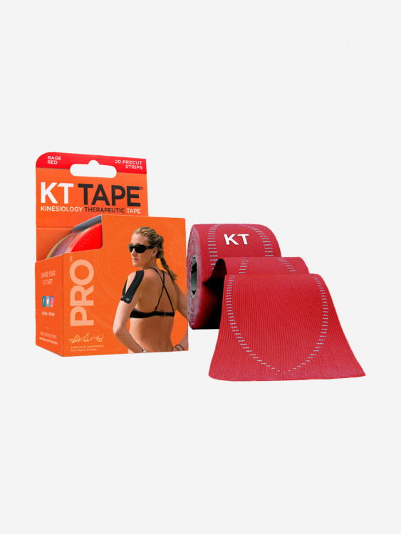 Кинезио тейп KT Tape PRO для тела спортивный, 25 х 5 см, 20 шт, красный