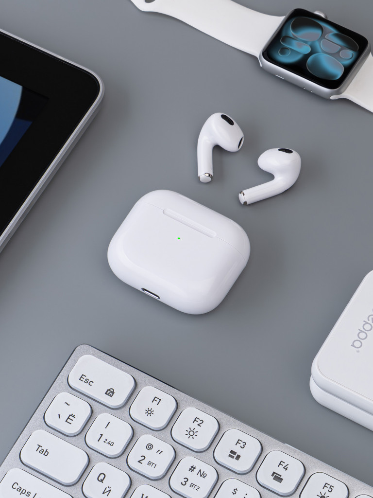 Беспроводные наушники с микрофоном Light Pods 3 , TWS, bluetooth 5.4, 300 мАч