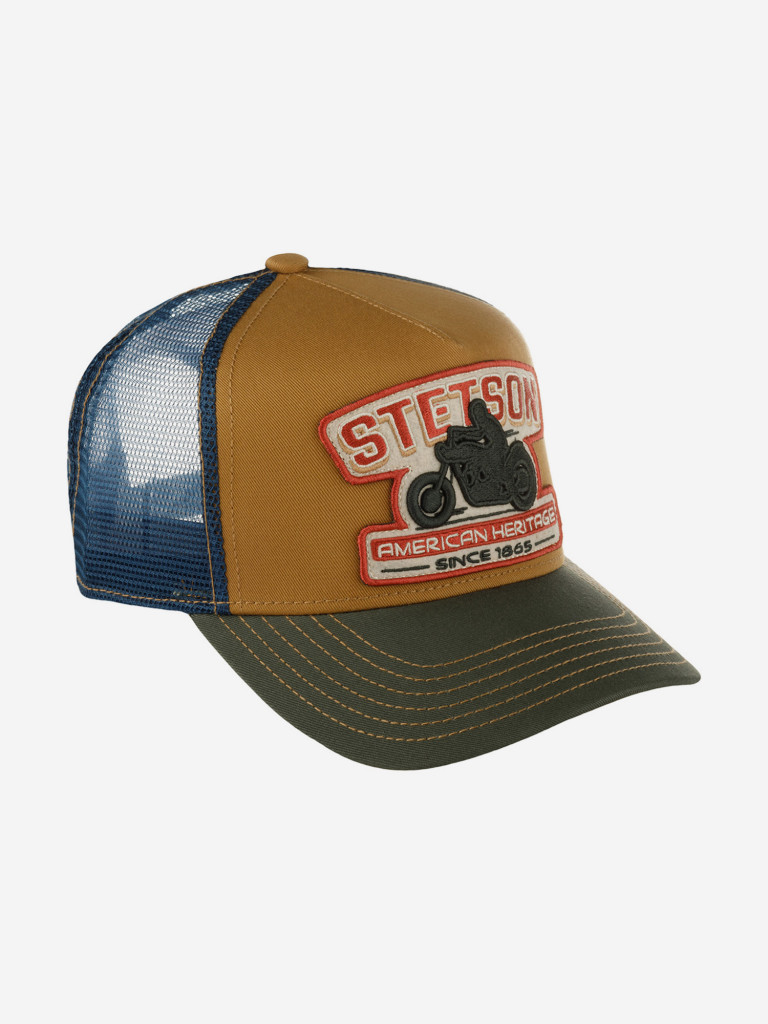 Бейсболка с сеточкой STETSON 7761173 TRUCKER CAP MOTORCYCLE (оливковый)