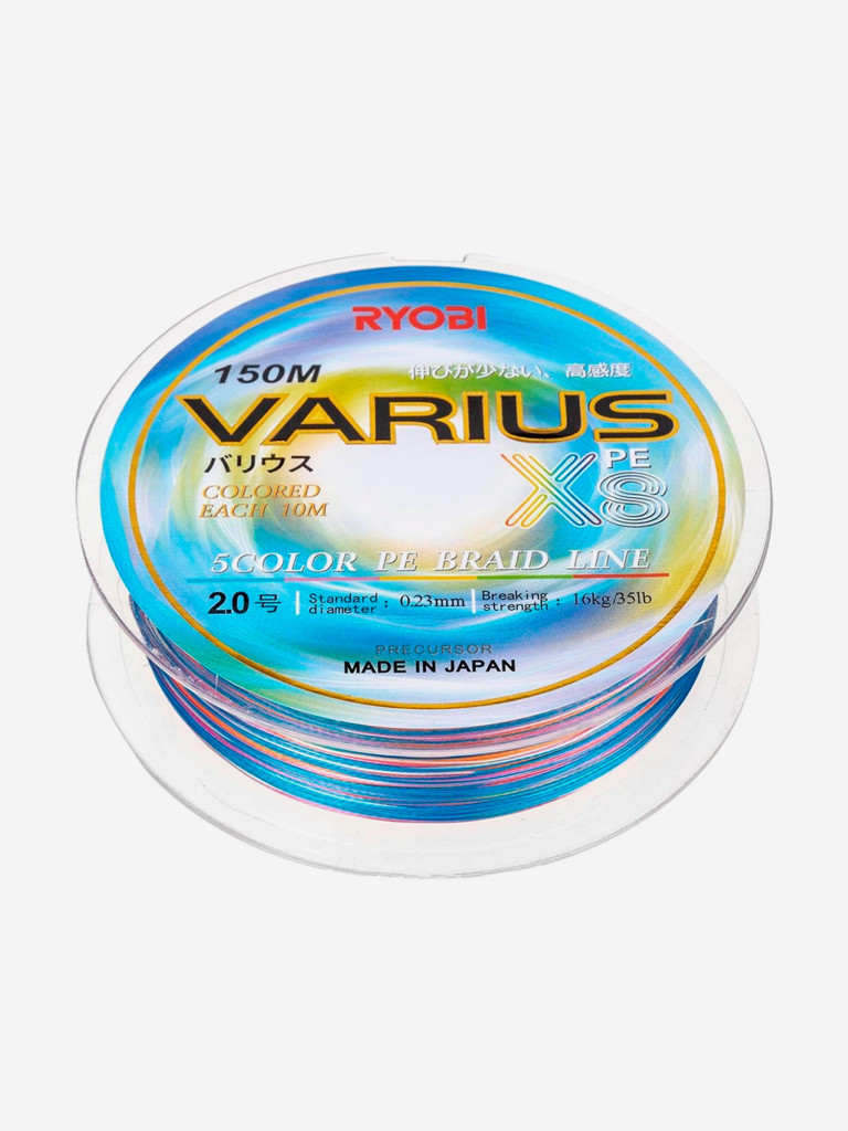 Шнур плетеный для рыбалки Ryobi VARIUS PE8X, 150м, 0,235мм, 16кг, мультиколор