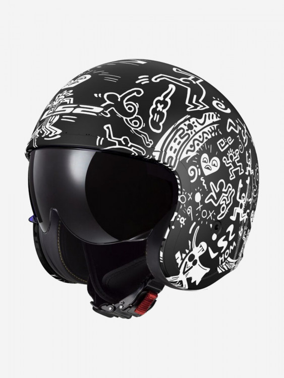 Мотошлем LS2 OF599 SPITFIRE II TRIBAL (черно-белый матовый, MATT BLACK WHITE)