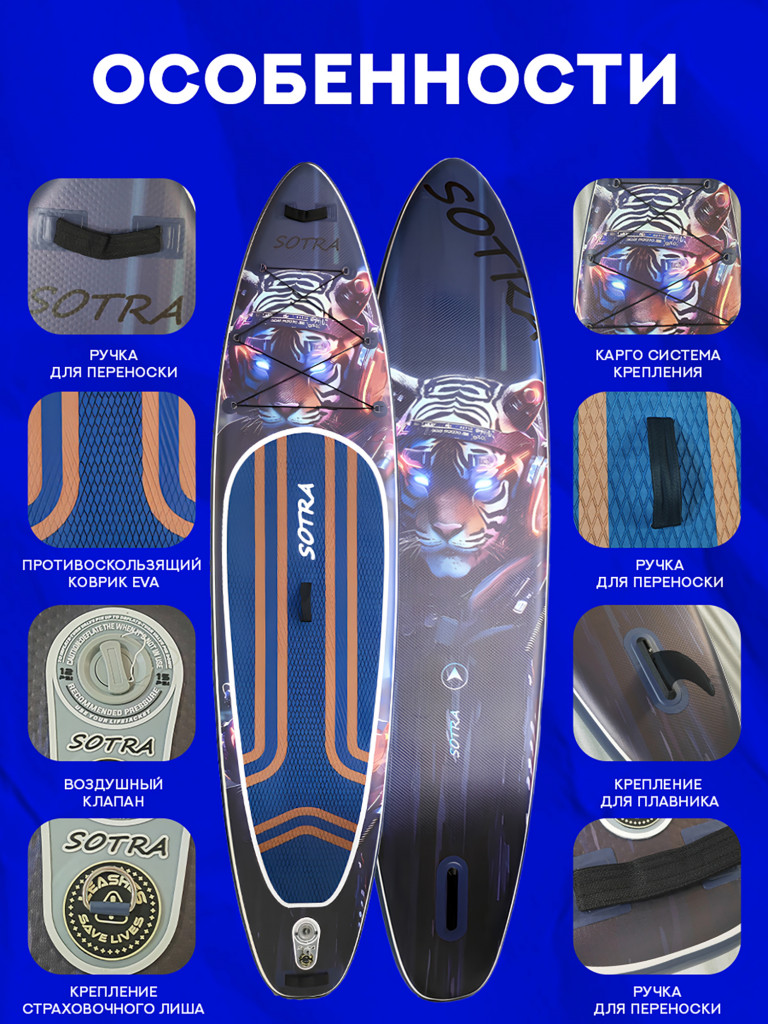 Двухслойная надувная SUP-доска Sotra Tiger, 11'6" 350*84*15 см