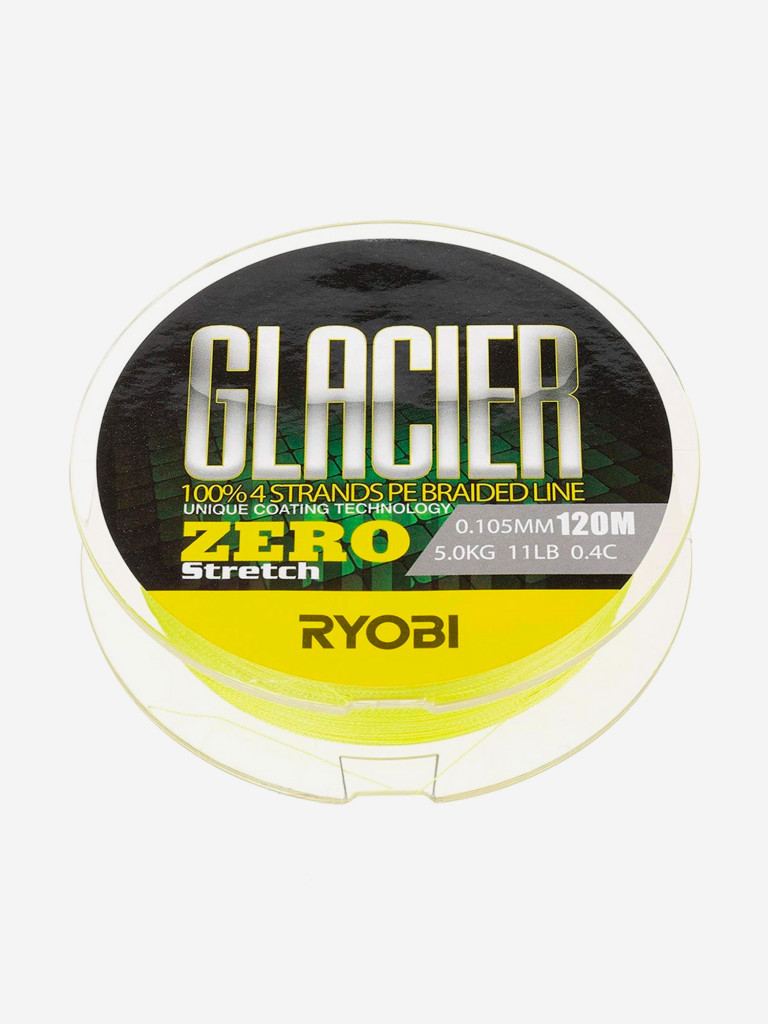 Шнур плетеный для рыбалки Ryobi GLACLER ZERO 120м, 0,105мм, 5кг, желтый