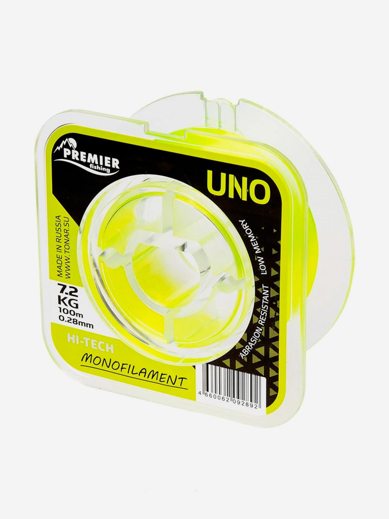 Леска для рыбалки Premier Fishing UNO Nylon 0,28мм, 100м, 7,2кг, флюоресцентно-желтый