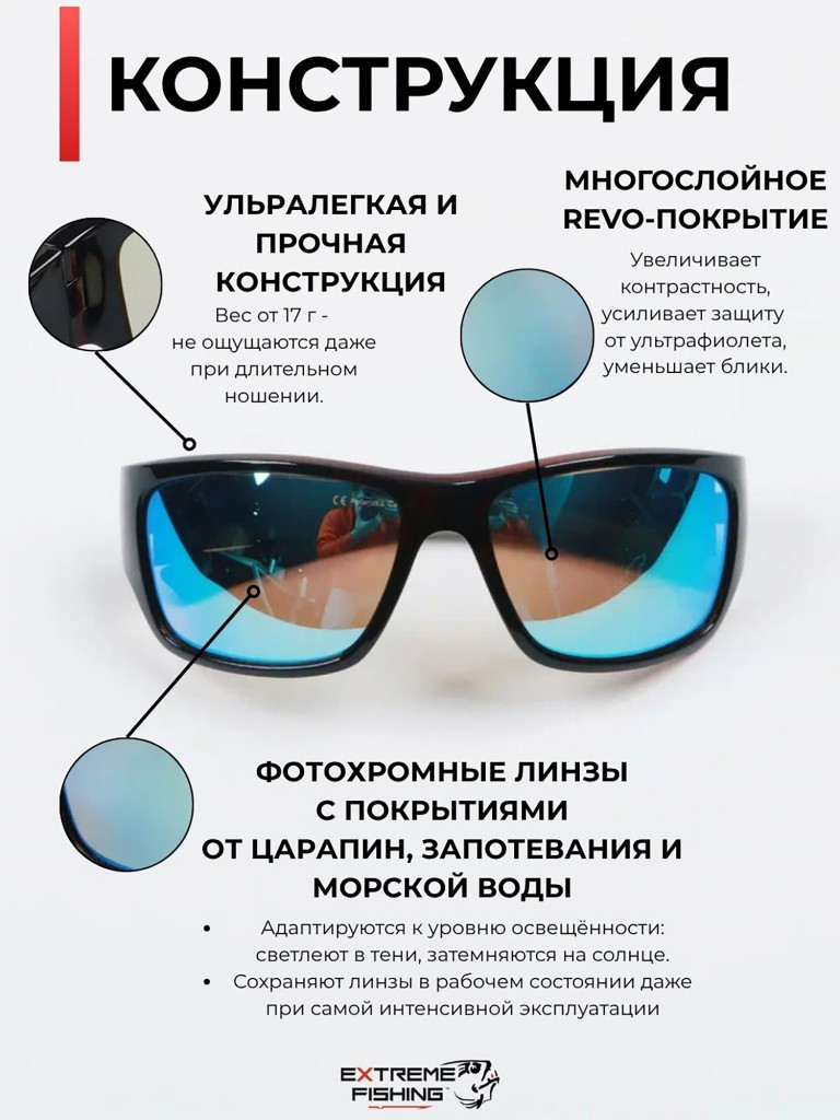 Очки поляризационные солнцезащитные Extreme Fishing Addiction фотохромные ADD-703