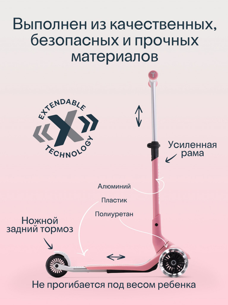 Самокат трехколесный детский SmarTrike Xtend Mini+, складной, растущий, для детей от 2 до 9 лет