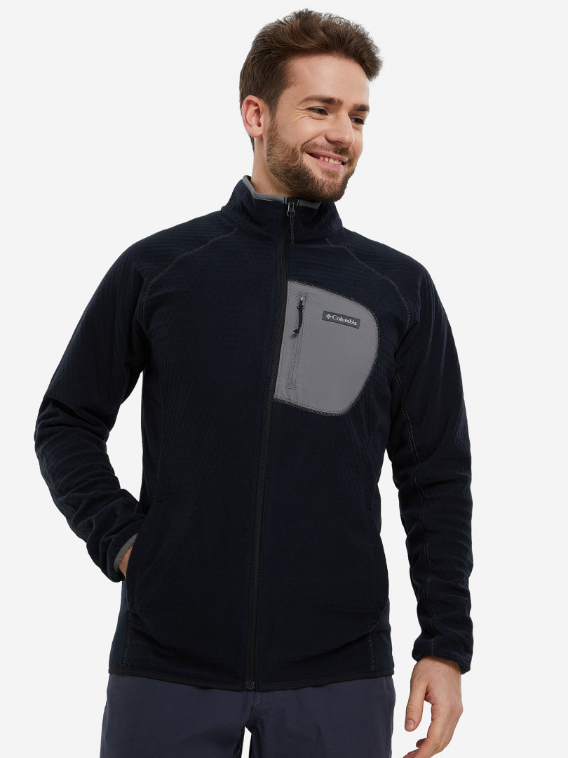 фото Джемпер флисовый мужской columbia outdoor tracks full zip, черный