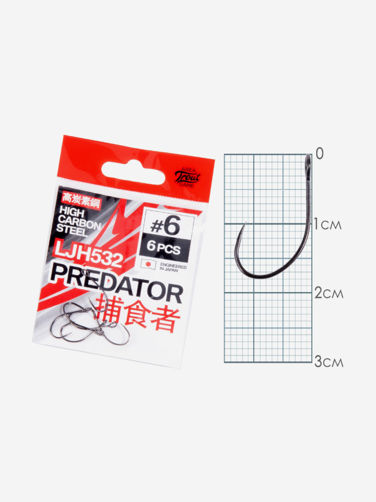 Крючки рыболовные Lucky John PREDATOR LJH532 № 006, 5 упак. по 6 шт.