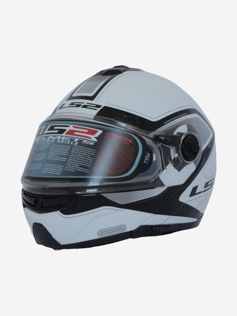 Мотошлем FF325 STROBE ELECTRIC SNOW CIVIK снегоходный LS2 (бело-черный глянцевый)