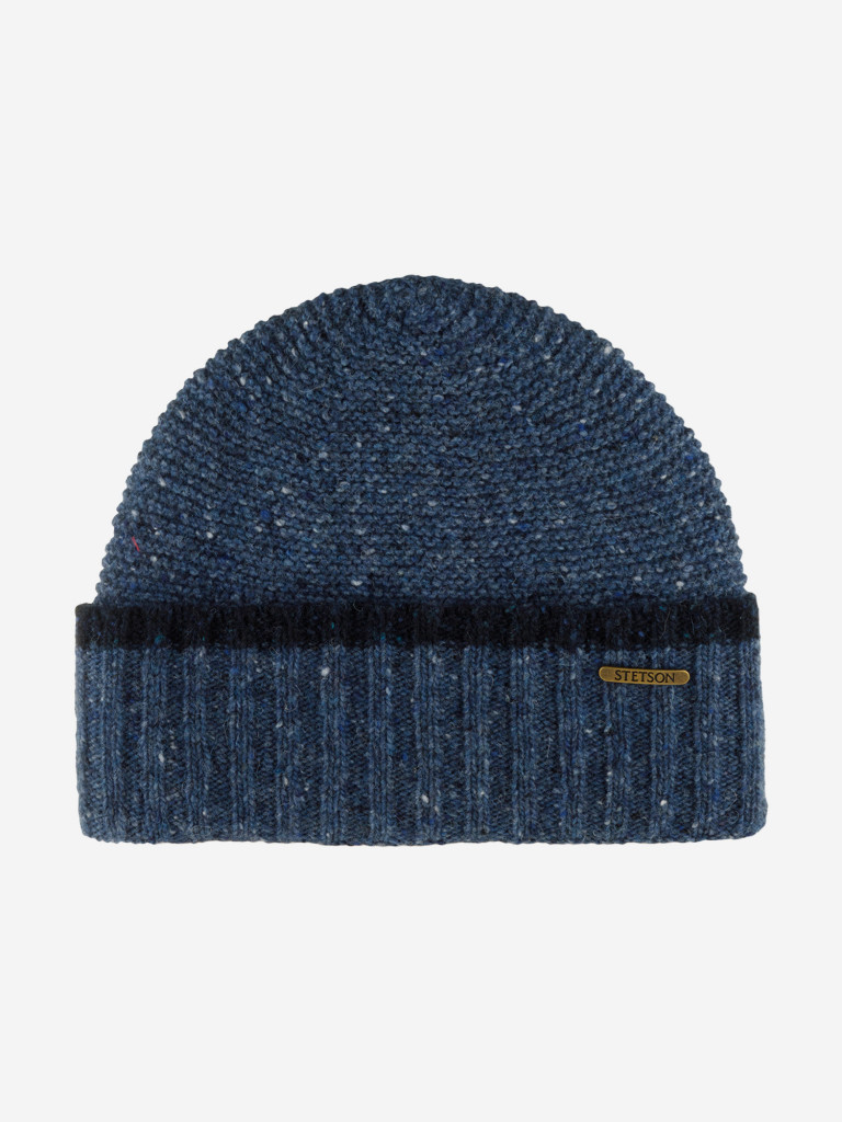 Шапка с отворотом STETSON 8599391 BEANIE DONEGAL WOOL (синий)