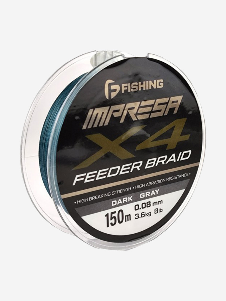F-FISHING Шнур Impresa Braid PE X4 Feeder 150м Dark Grey 0,08мм 3,6кг