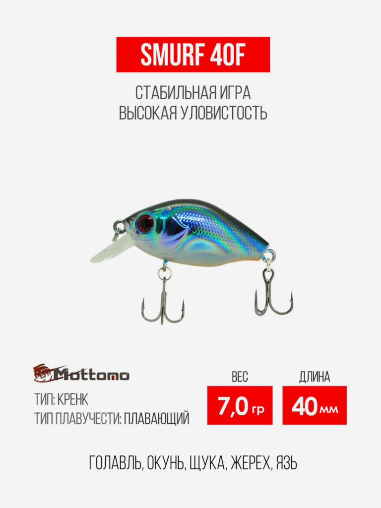 Воблер для рыбалки Smurf 40F приманка на голавля, щуку, язя