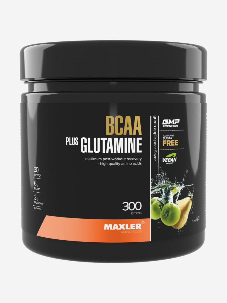 Комплекс аминокислот Maxler BCAA + Glutamine ( БЦАА + Глютамин ) 300 гр. - Зеленое яблоко-Груша
