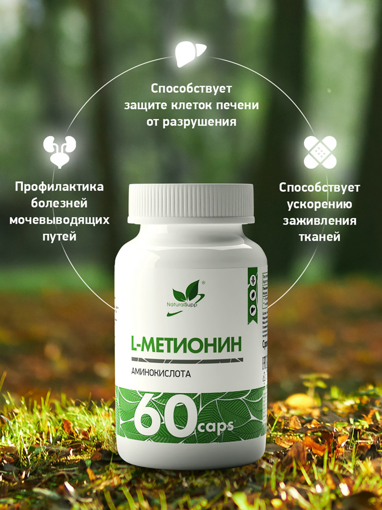 L - Метионин, NaturalSupp, 60 капсул