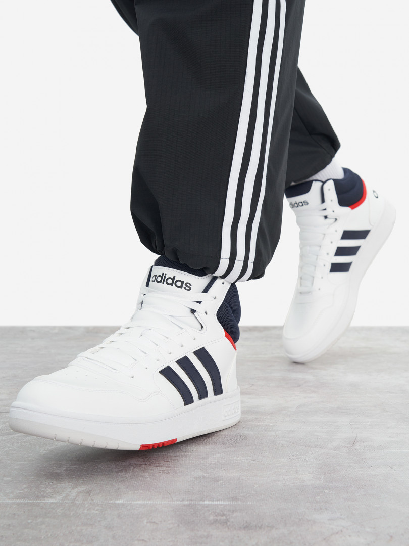 фото Кеды мужские adidas hoops 3.0 mid, белый