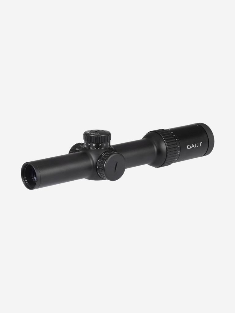 Прицел Gaut Obsidian 1-8x24, сетка 62 (Half MD), подсветка красная, 30мм, поправки 1/2 МОА