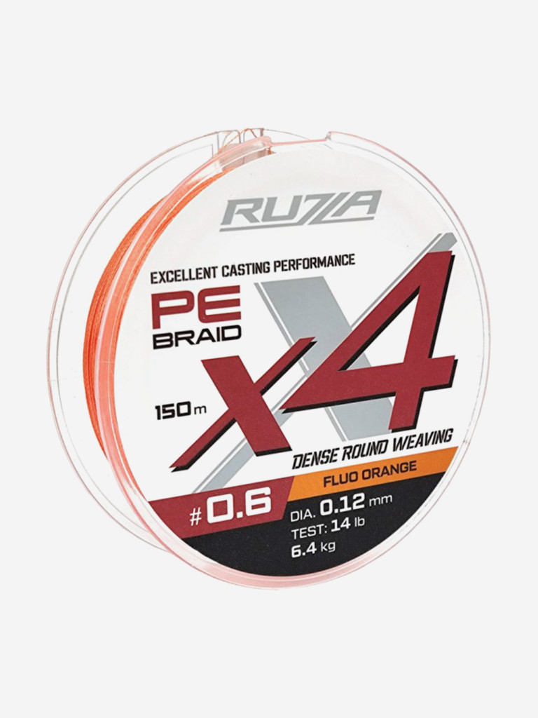 Шнур X4 150м Fluo Orange 0,12мм 6,4кг/14lb
