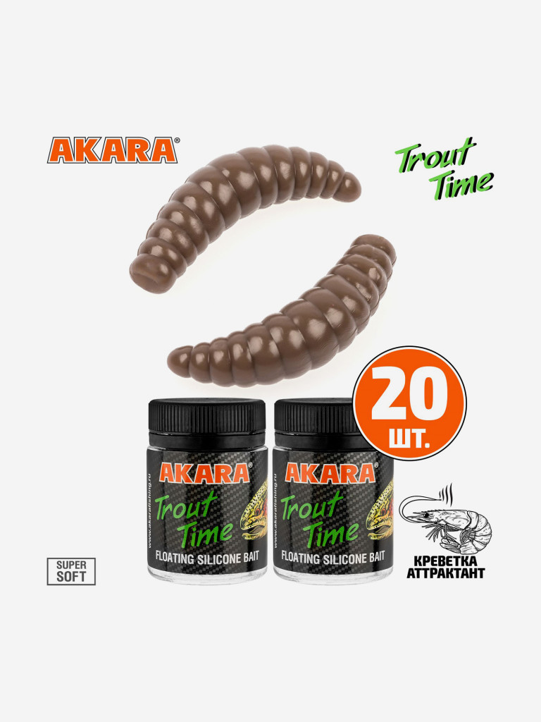 Силиконовая приманка Akara Trout Time MAGGOT 1,6 458, Shrimp (20 шт.)
