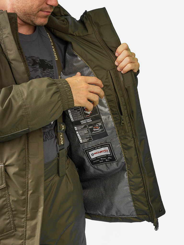 Костюм для рыбалки мужской GRAYLING, скат демисезонный -15, хаки