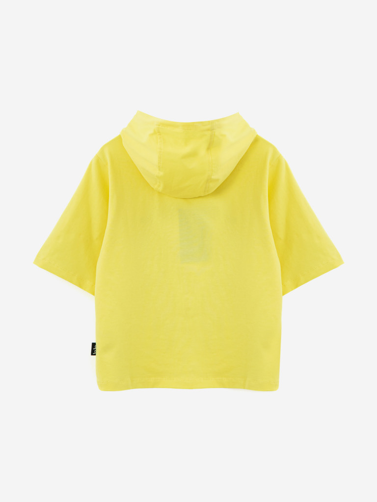 Футболка с капюшоном и принтом жёлтая для девочки Button Blue