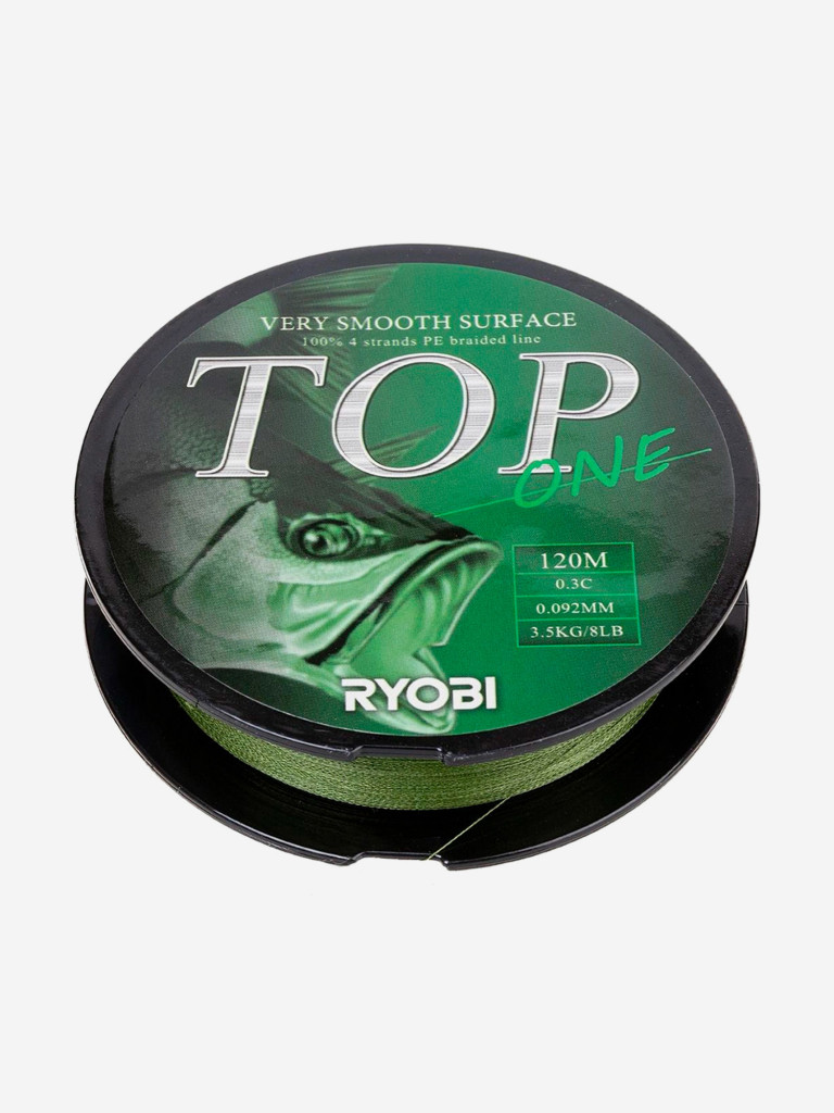 Шнур плетеный для рыбалки Ryobi TOP PE4X, 120м, 0,092мм, 3,5кг, темно-зеленый