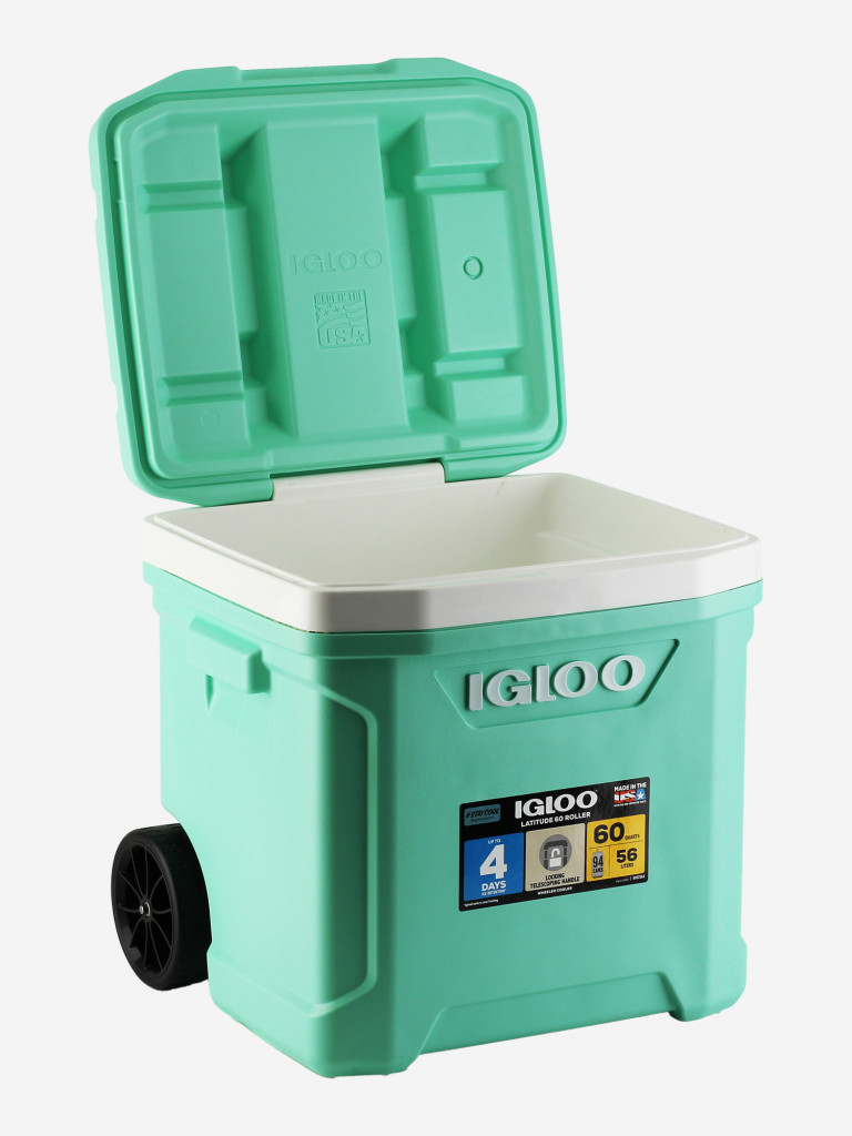 Термоконтейнер IGLOO Latitude 60 roller, 56 л, на колесах, бирюзовый