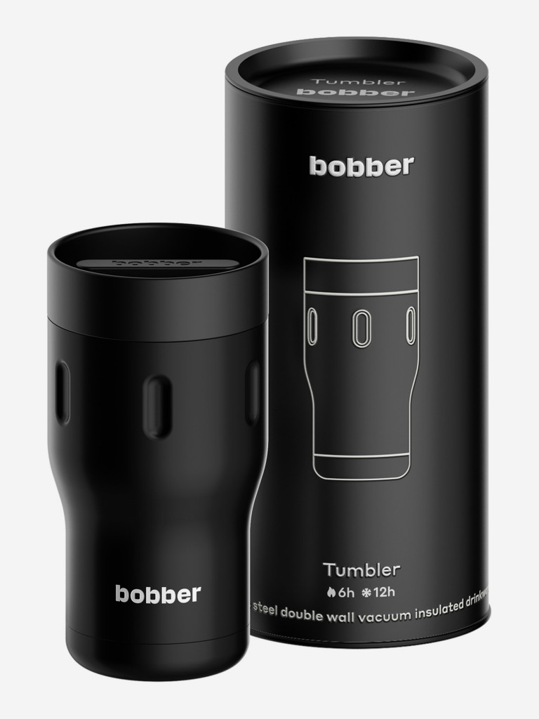 Термокружка вакуумная BOBBER Tumbler 350 мл, крышка 360, тепло до 6 часов, черный