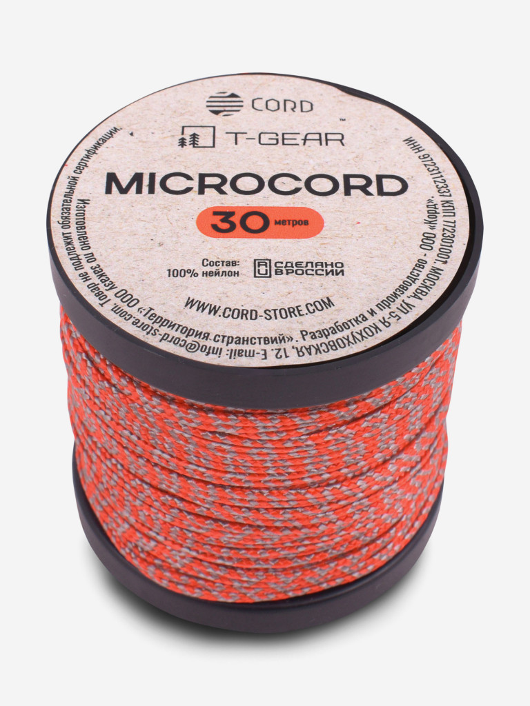 Микрокорд T-Gear x CORD nylon катушка 30м (Orange Grey Snake)