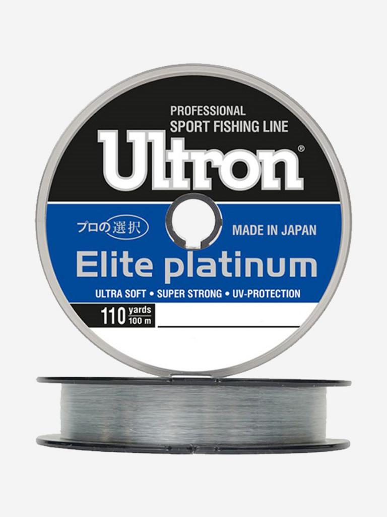 Монофильная леска для рыбалки ULTRON Elite Platinum 0,45 мм, 100 м, 19,0 кг, серебряная, 1 штука