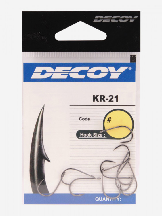 Крючок Decoy одинарный KR-21 #2 BLACK NICKELED (в упаковке 10 штук)