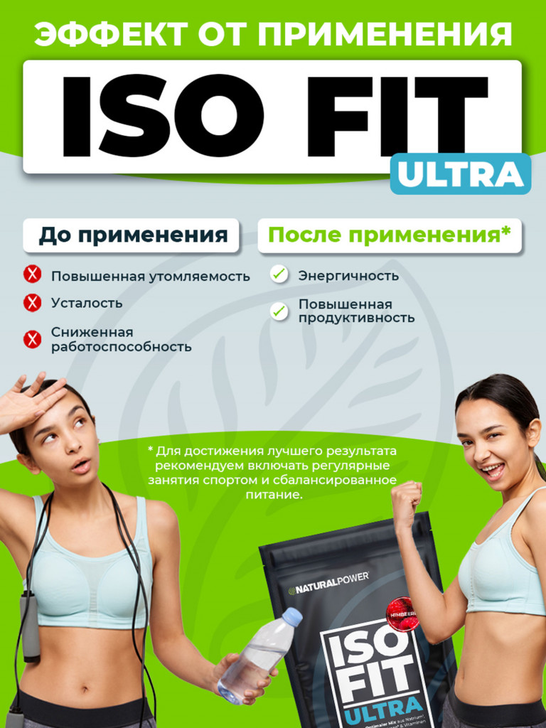 Изотоник Natural Power ISO FIT ULTRA 400 гр Малина, Австрия