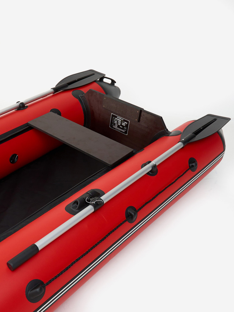 Лодка ПВХ надувная под мотор Yukona 280 TLЛЮКС двухместная для рыбалки с жестким дном. красно-черная